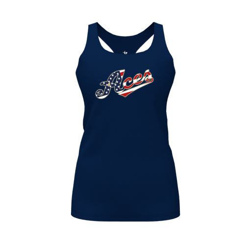 [FT0TRBNV-FYS-LOGO2] Decker Racerback Tank Top (Female Youth S, Navy, Logo 2)