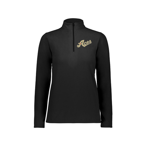 [6864.080.XS-LOGO1] Ladies MicroFleece 1/4 Zip Pullover (Female Adult XS, Black, Logo 1)