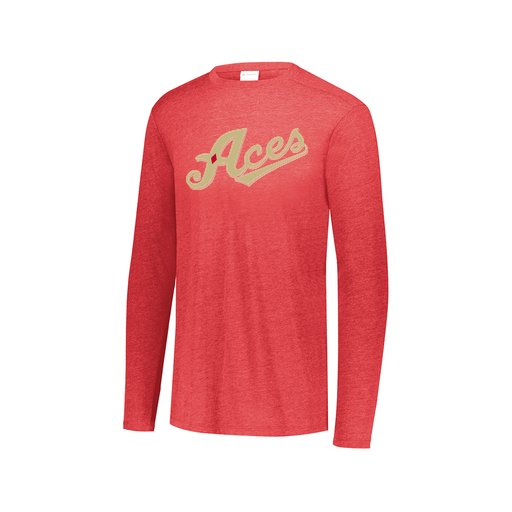 [FTLCUBRD-AXS-LOGO1] Decker Men's Tri-Blend T-Shirt - Long Sleeve (Adult XS, Red, Logo 1)