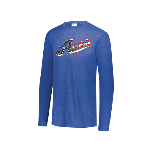 [FTLCUBRY-YS-LOGO2] Decker Youth Tri-Blend T-Shirt - Long Sleeve (Youth S, Royal, Logo 2)