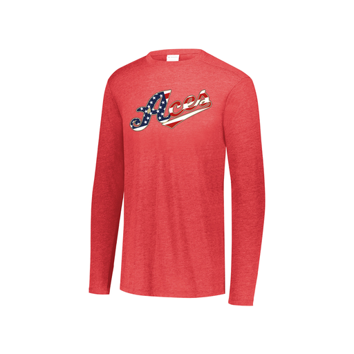 [FTLCUBRD-YS-LOGO2] Decker Youth Tri-Blend T-Shirt - Long Sleeve (Youth S, Red, Logo 2)