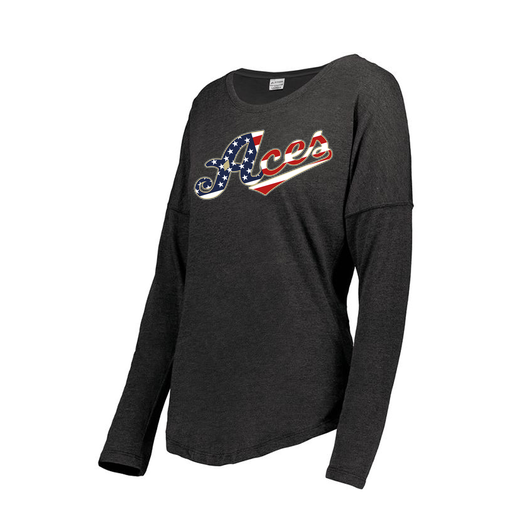 [FTLCUBBK-FAXS-LOGO2] Decker Women's Tri-Blend T-Shirt - Long Sleeve (Female Adult XS, Black, Logo 2)